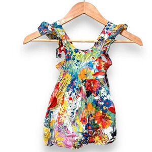 Stella McCartney Floral Watercolor Rainbow Cotton Ruffle Girl's Dress 9 Months